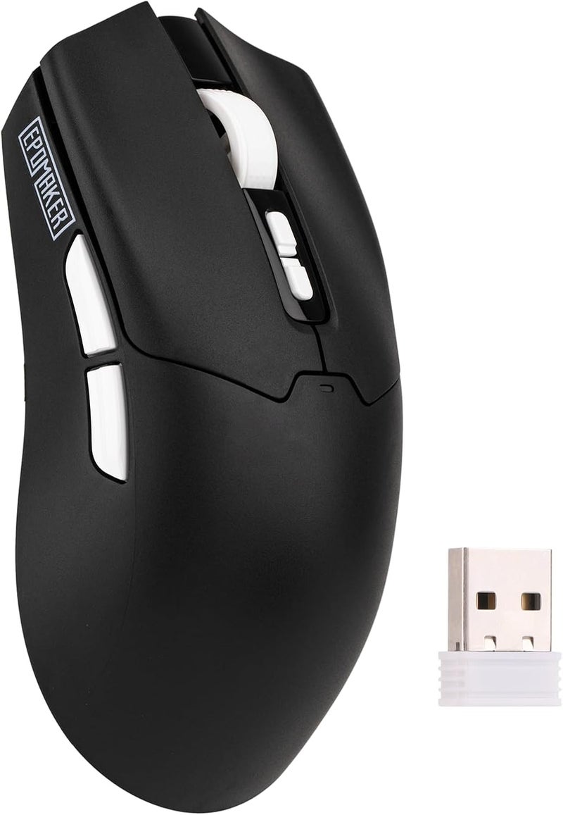 EPOMAKER Click Lite Wireless Gaming Mouse, 800 to 12,000 DPI Adjustable, PAW3311 Sensor, 500mAh, 59g, 2.4G/BT/USB-C Rechargeable Wireless Mouse with 5 Programmable Buttons for PC/Mac/Linux (Black) - Image 1